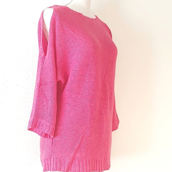 New York & Company Cold Shoulder Knit Sweater - Size Large Women's Pink Sweater - Picture 3 of 8